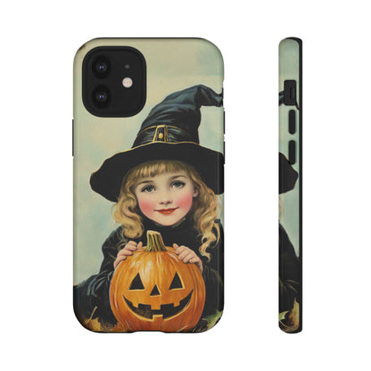 Vintage Halloween Card Witch and Jack-o'-lantern Phone Cover