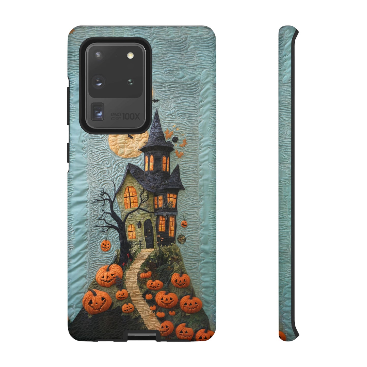 Halloween Haunted House Vintage Embroidery Style Phone Cover