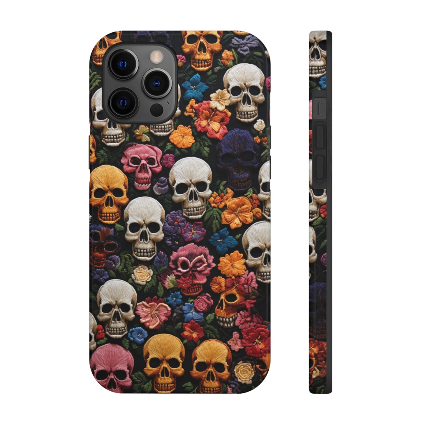 Embroidery Style Skulls Goth Dark Academia Tough Case iPhone Case