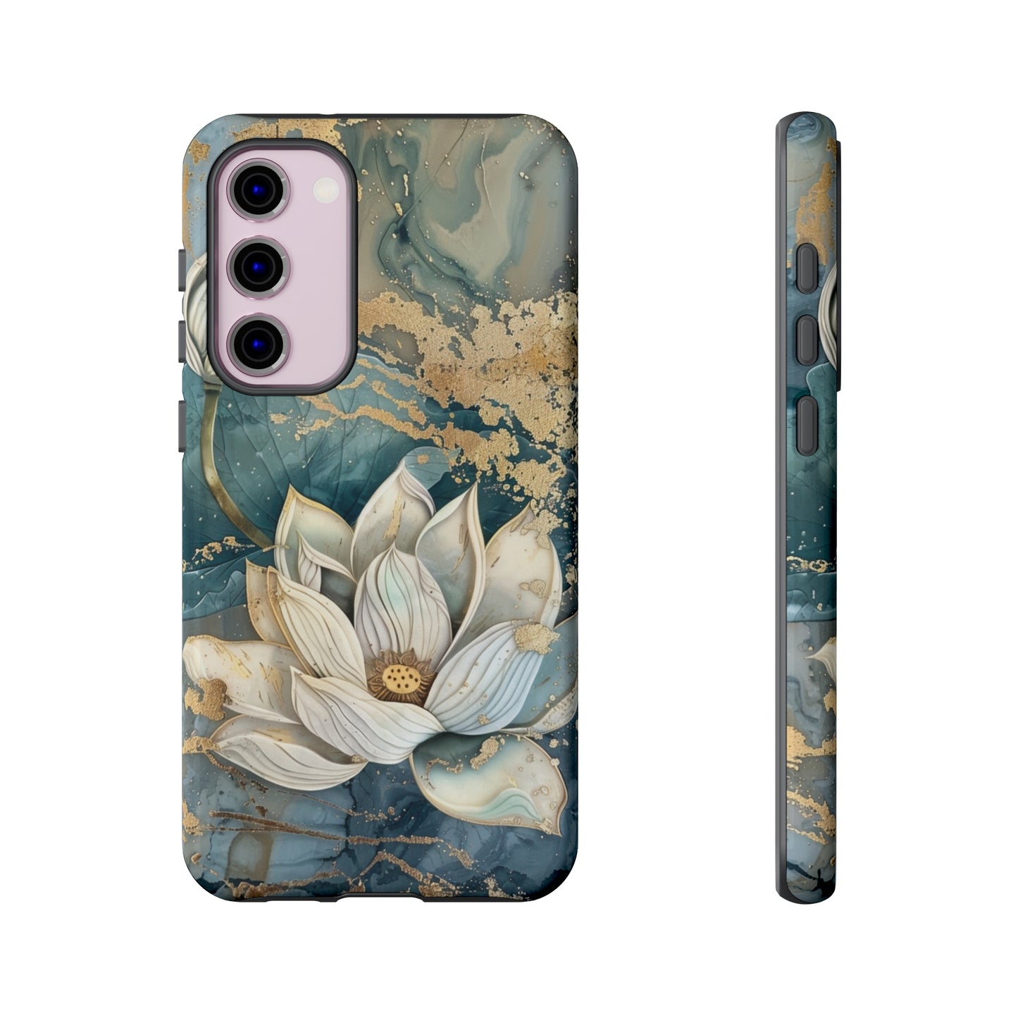 Zen Stained Glass Marble Lotus Floral Design Phone Case