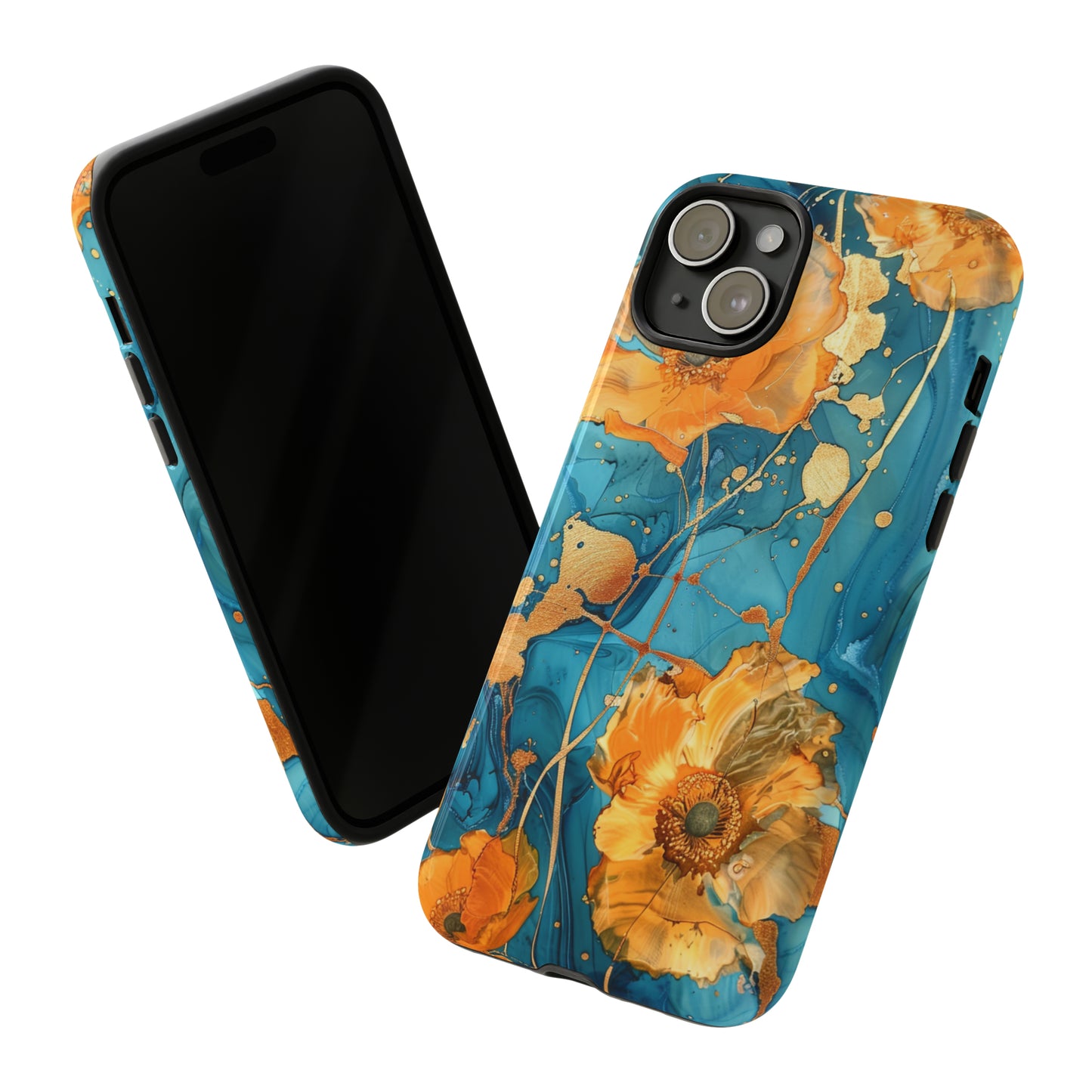 Gold Poppies Color Splash Floral Design Phone Case