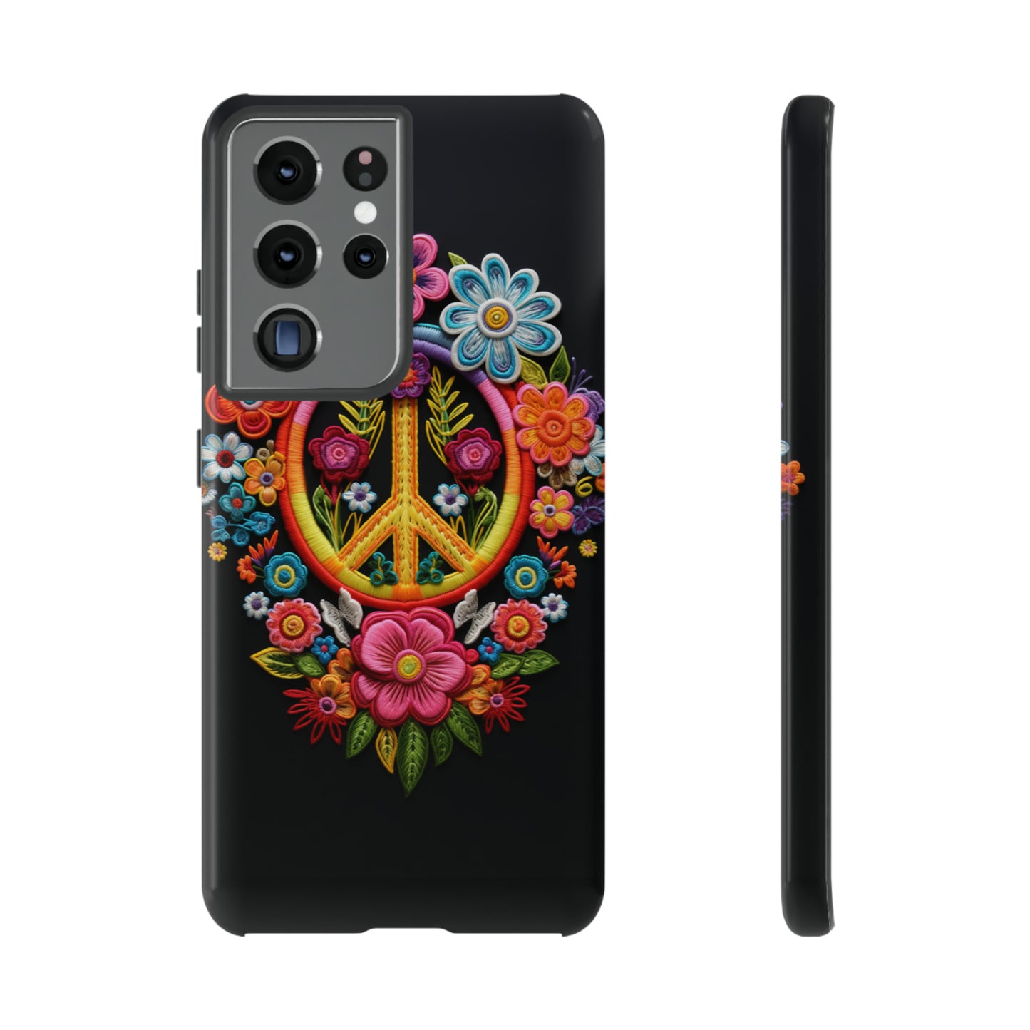 Peace Sign Embroidery Floral Hippie Style Phone Case