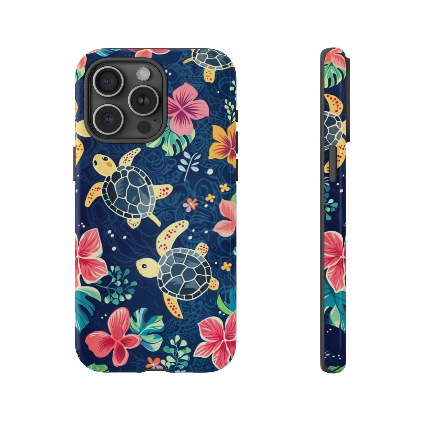 Undersea Floral Blue Sea Turtle Phone Case