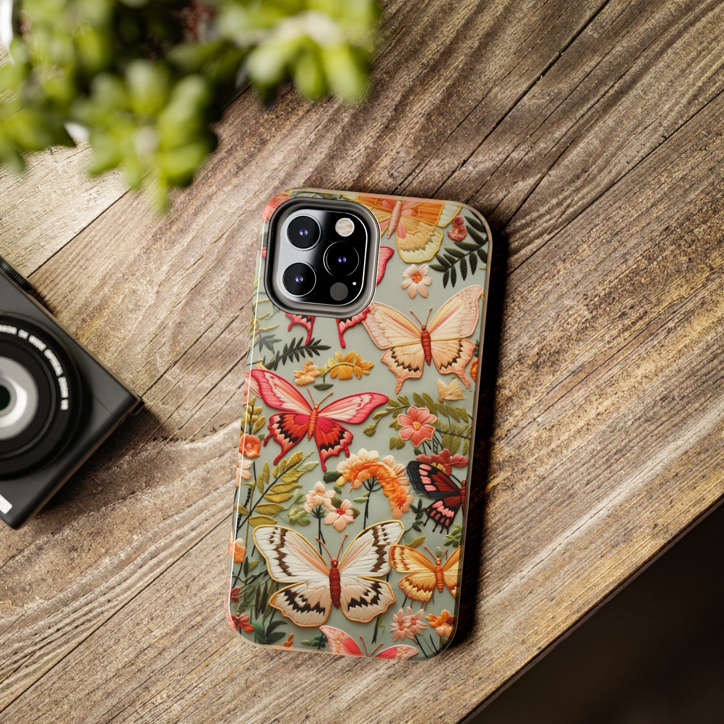 Embroidery Butterflies iPhone Case | Whimsical Elegance and Nature's Beauty in Handcrafted Detail