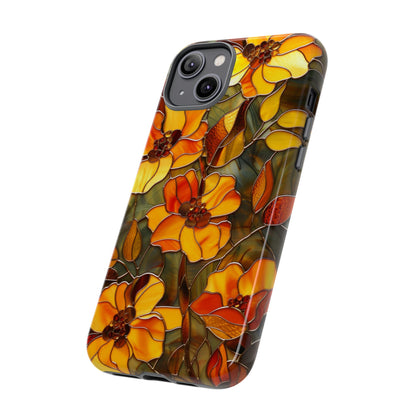 Orange Floral Phone Case Stained Glass Style