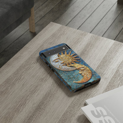 Boho Sun and Moon Mosaic Tile Stained Glass Phone Case