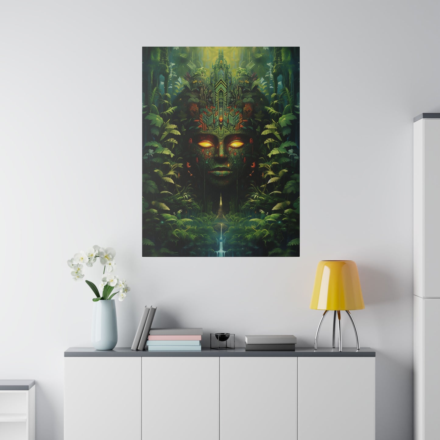 Psychedelic Art Nature Amazon Jungle Goddess Portrait | Stretched Canvas Print