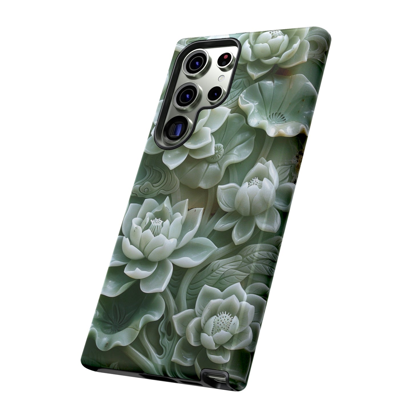 Green Jade Lotus Floral Art Phone Case