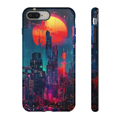 Cyberpunk Full Moon Cityscape Phone Case