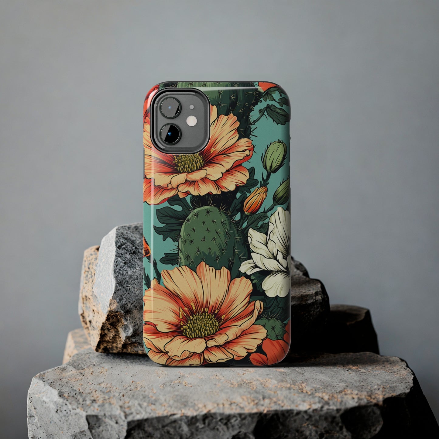 Desert Dream: Retro Vibe Cactus Tough iPhone Case