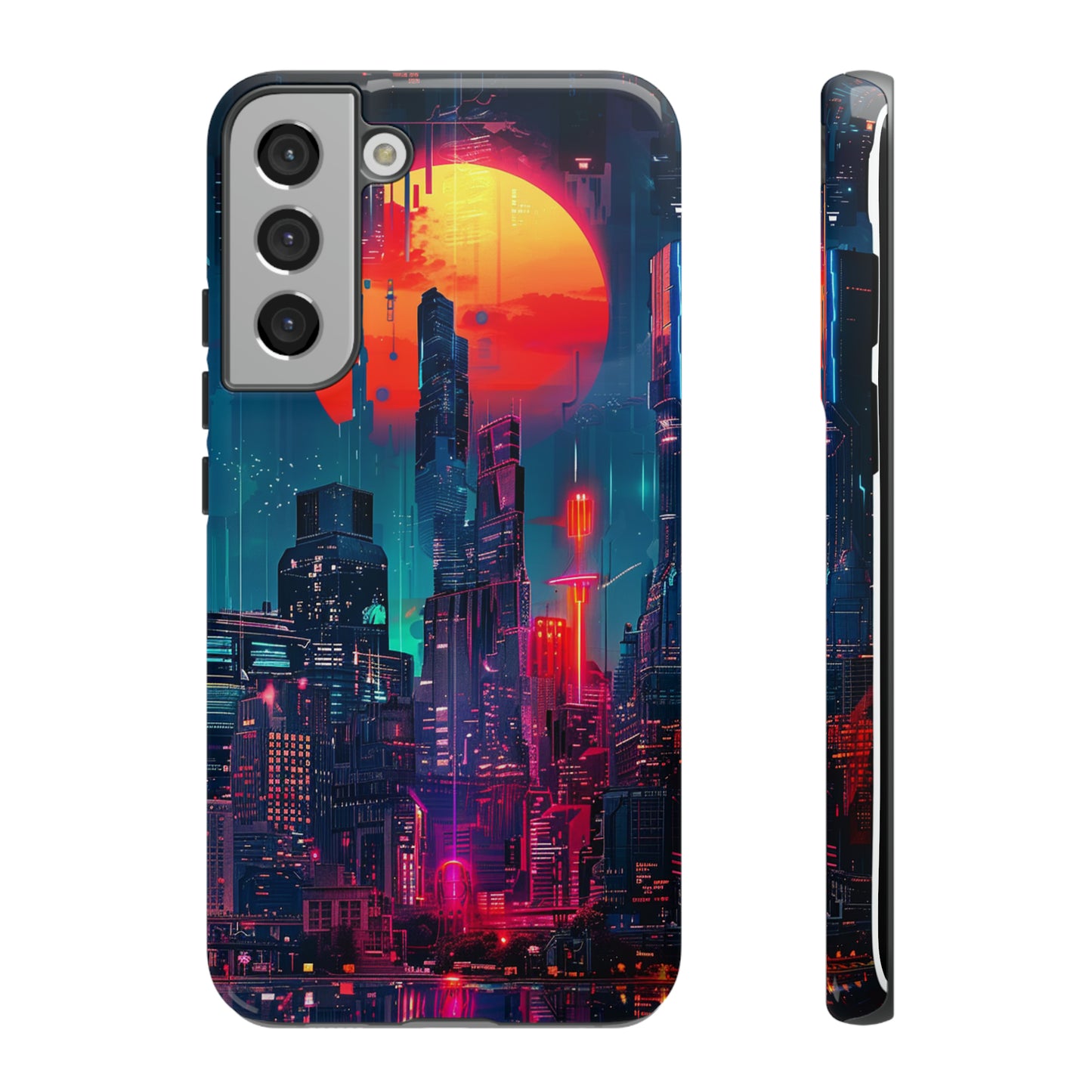 Cyberpunk Full Moon Cityscape Phone Case