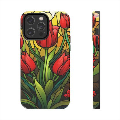 Stained Glass Tulip Floral Aesthetic iPhone Case | Embrace the Beauty of Nature in Full Bloom