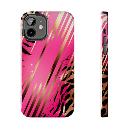 Elegant Wilderness: Pink & Gold Tiger Stripes | Mesmerizing Lush iPhone Case