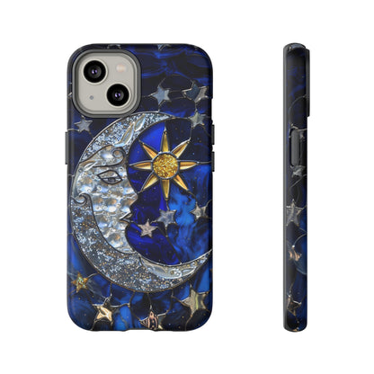 Cosmic Moon & Stars Stained Glass Starry Night Phone Case