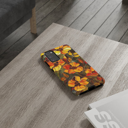 Orange Floral Phone Case Stained Glass Style