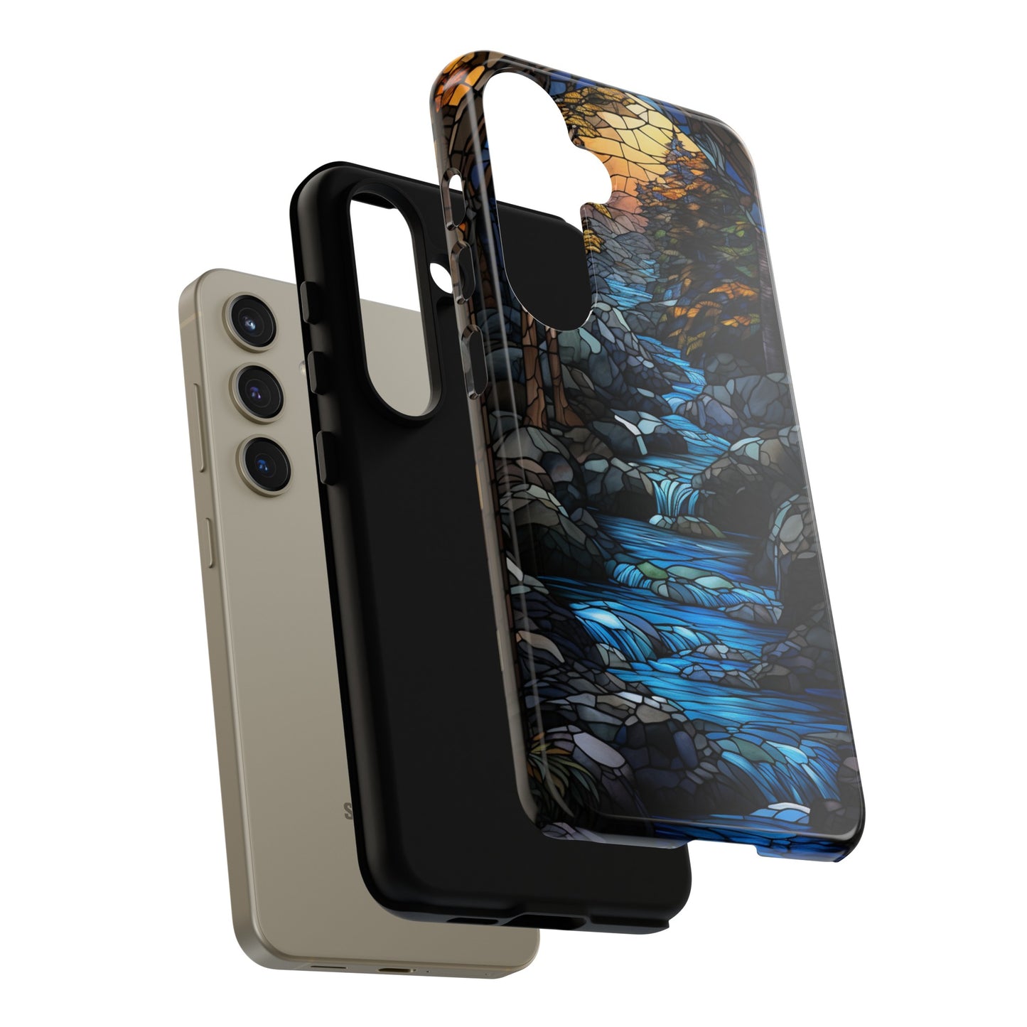 Stained Glass Stone Bridge and River Art Phone Case