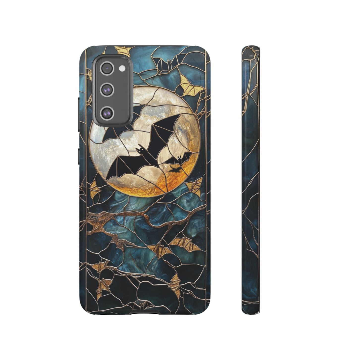 Halloween Phone Case Bats Stained Glass Style Spooky Moon Phone Cover