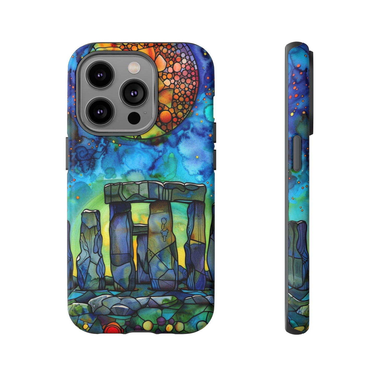 Stonehenge Neolithic Full Moon Stained Glass Watercolor Phone Cover