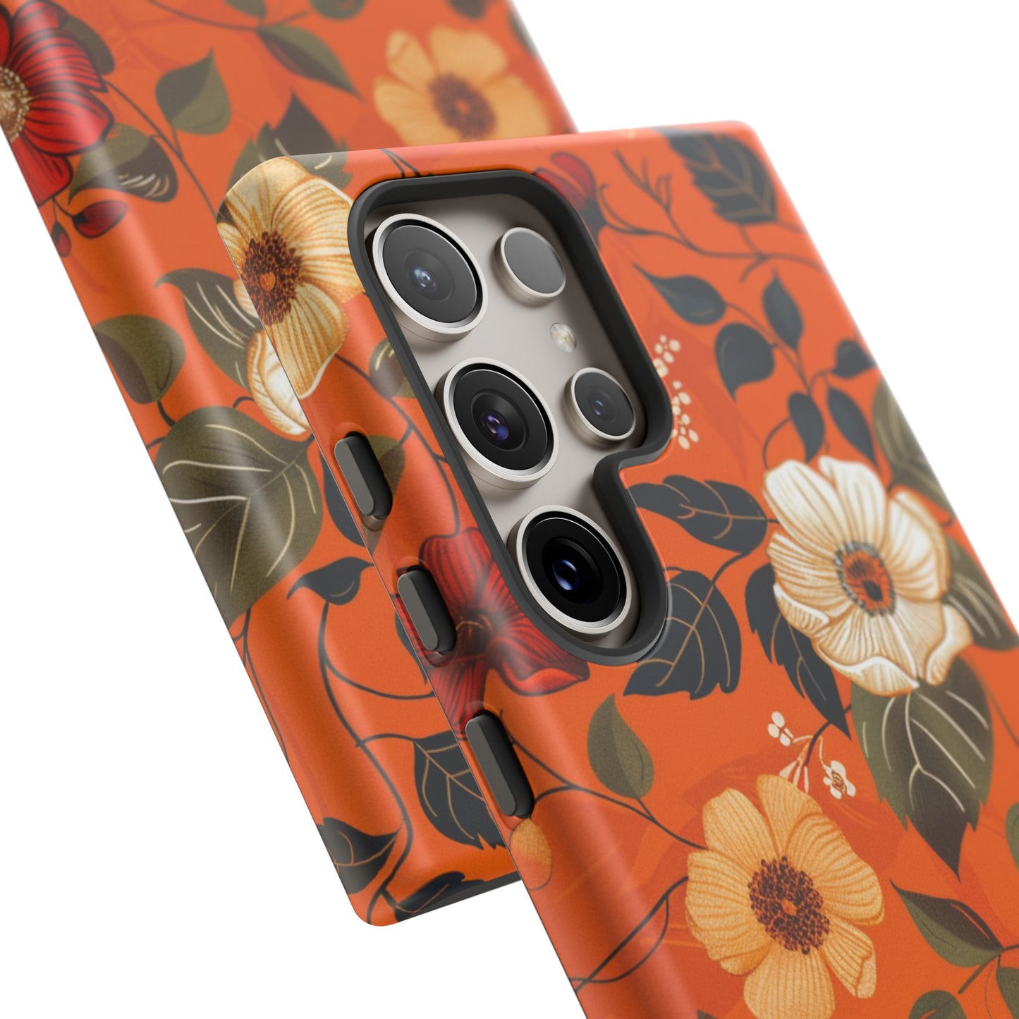 Orange Floral Phone Tough Case