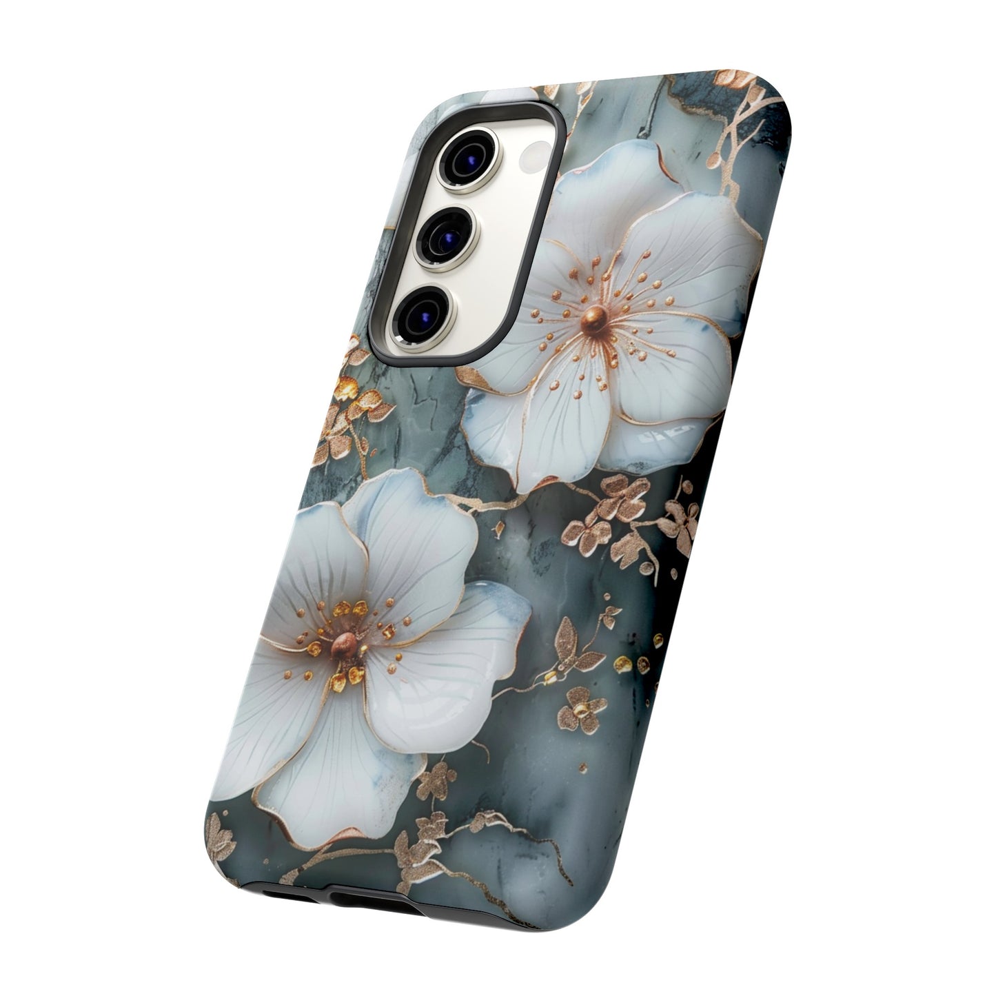 White Flower on Marble Stone  Phone Case