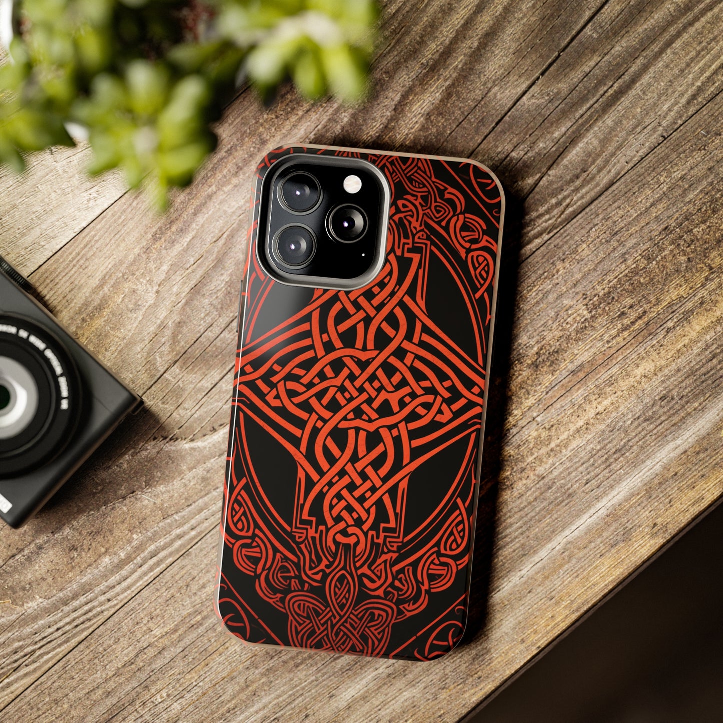 Eternal Weave iPhone Case, Red Celtic Tribal Knots | Timeless Symbolism iPhone Case for Models 11 through 14 Pro Max