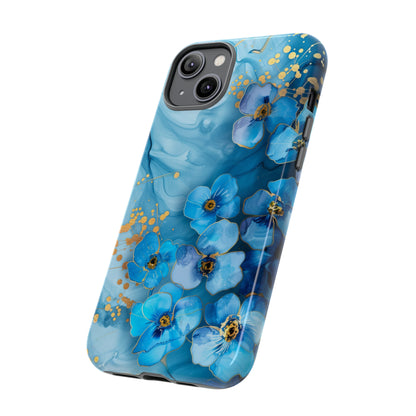 Forget Me Nots Gold Color Splash Floral Design Phone Case