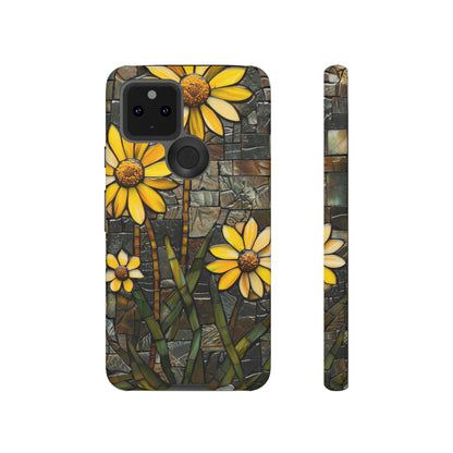 Yellow and Gold Daisy Mosaic Stained Glass Phone Case for iPhone 15, 14, Pro Max, 13, 12 & Samsung Galaxy S23, S22, S21, Google Pixel