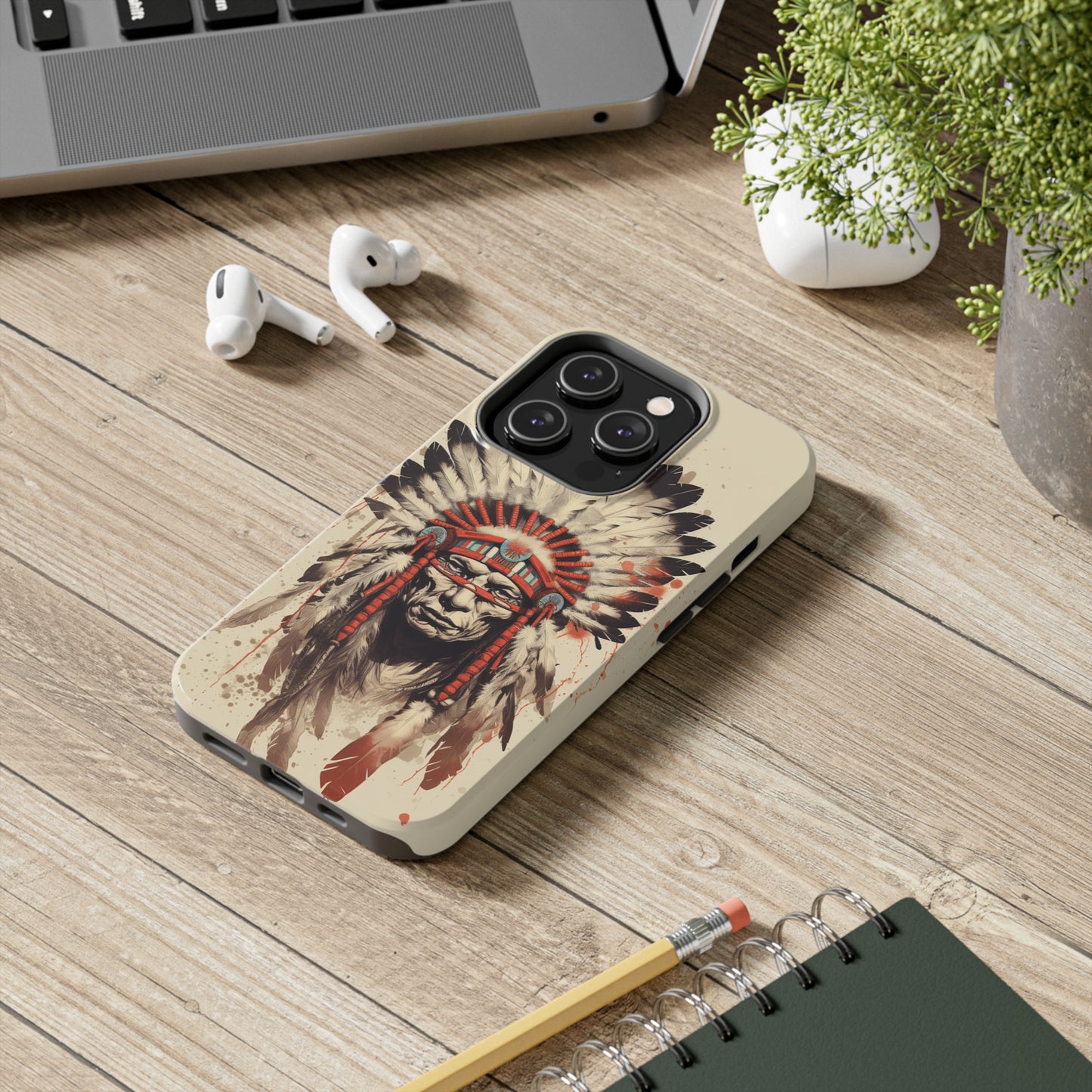 Proud Heritage: Native American Chief Headdress | Iconic Tribal iPhone Case for Models 11 through 14 Pro Max