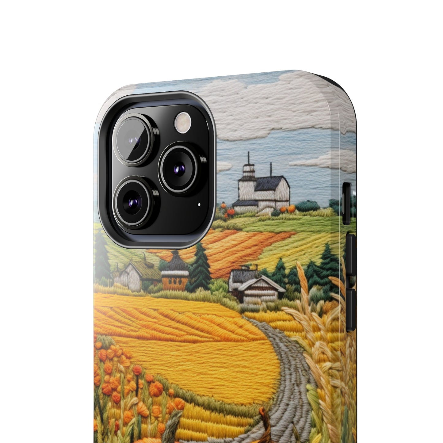 Harvest Hues: Halloween Pumpkin Patch | Embroidered Landscape for iPhone Range