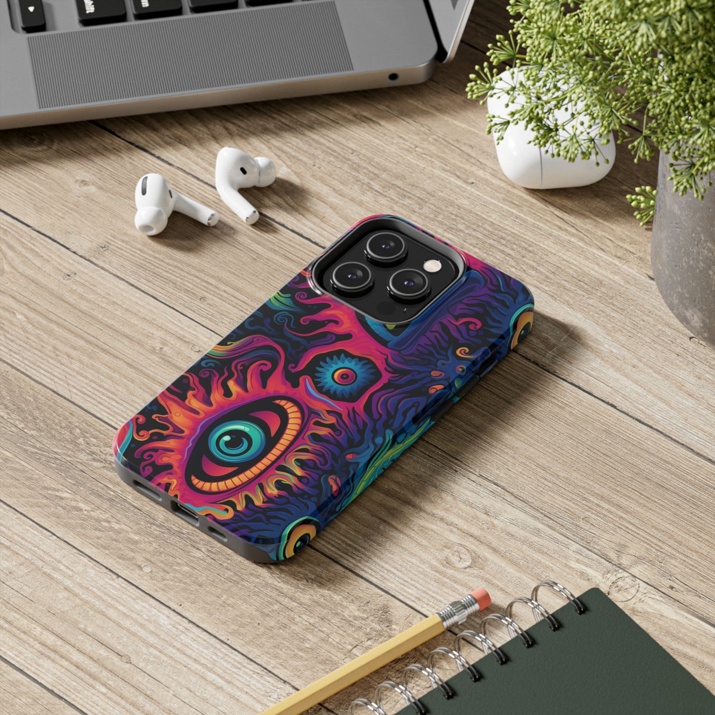 Psychedelic Art: The Eyes Upon Us iPhone Case | Embrace the Mystique of Trippy Visuals