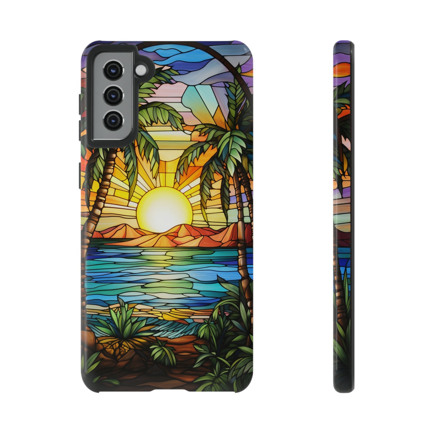 Tropical Stained Glass Sunset Beach