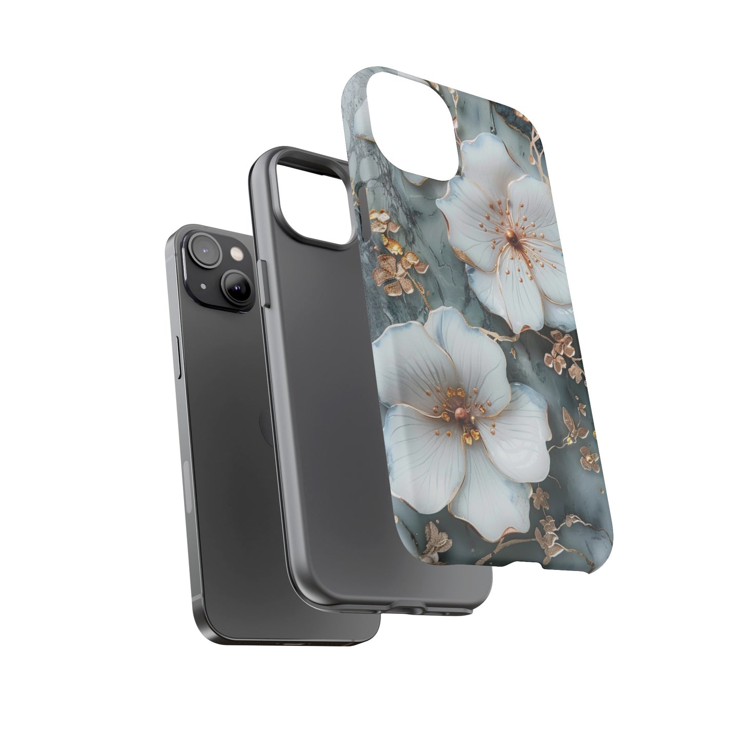 White Flower on Marble Stone  Phone Case