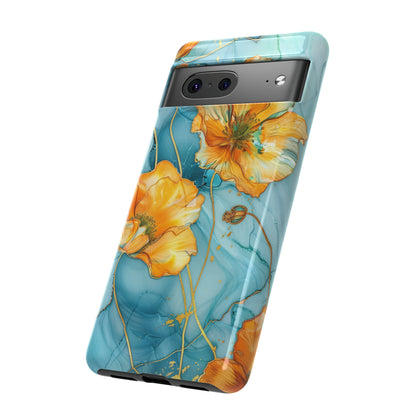 Gold Poppies Color Splash Floral Design Phone Case