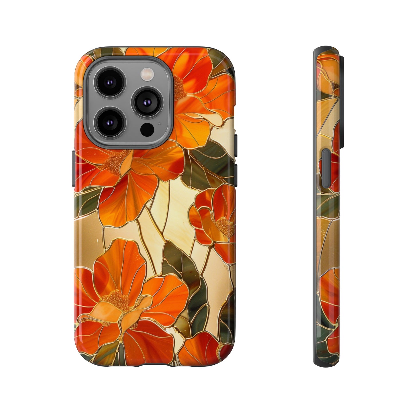 Orange Floral Phone Case Stained Glass Flower Aesthetic