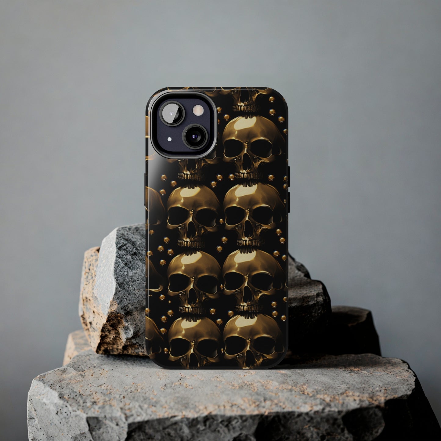 iPhone Case Golden Enigma: Where Goth Meets Glamour | Gold Skulls iPhone Tough Case