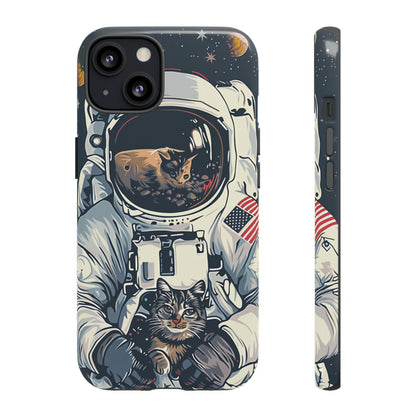 The Astronaut and the Cosmic Cat Phone Case