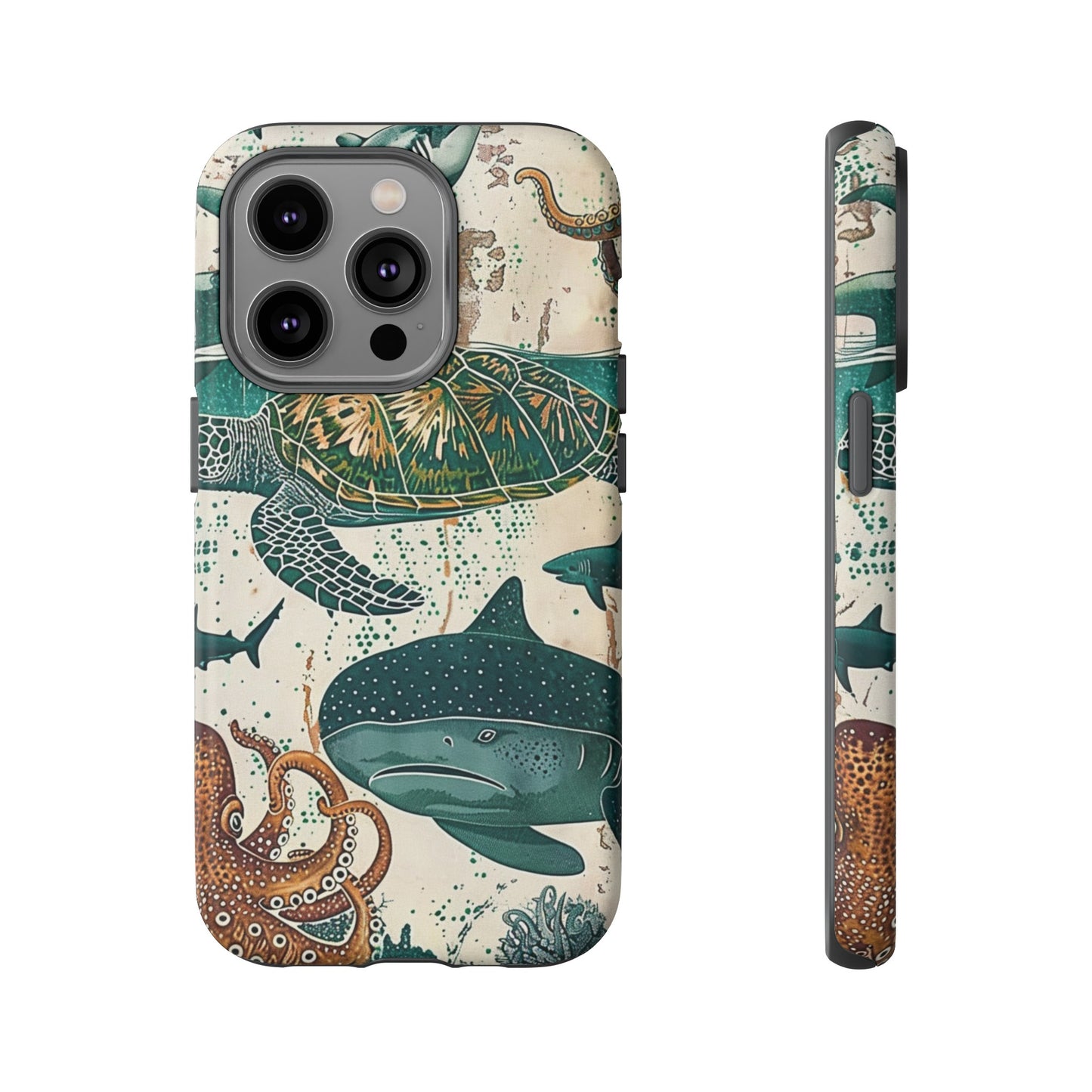 Undersea World Shark, Turtle, Manta Ray Phone Case