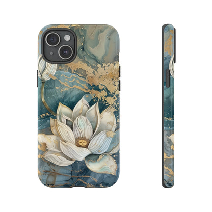 Zen Stained Glass Marble Lotus Floral Design Phone Case