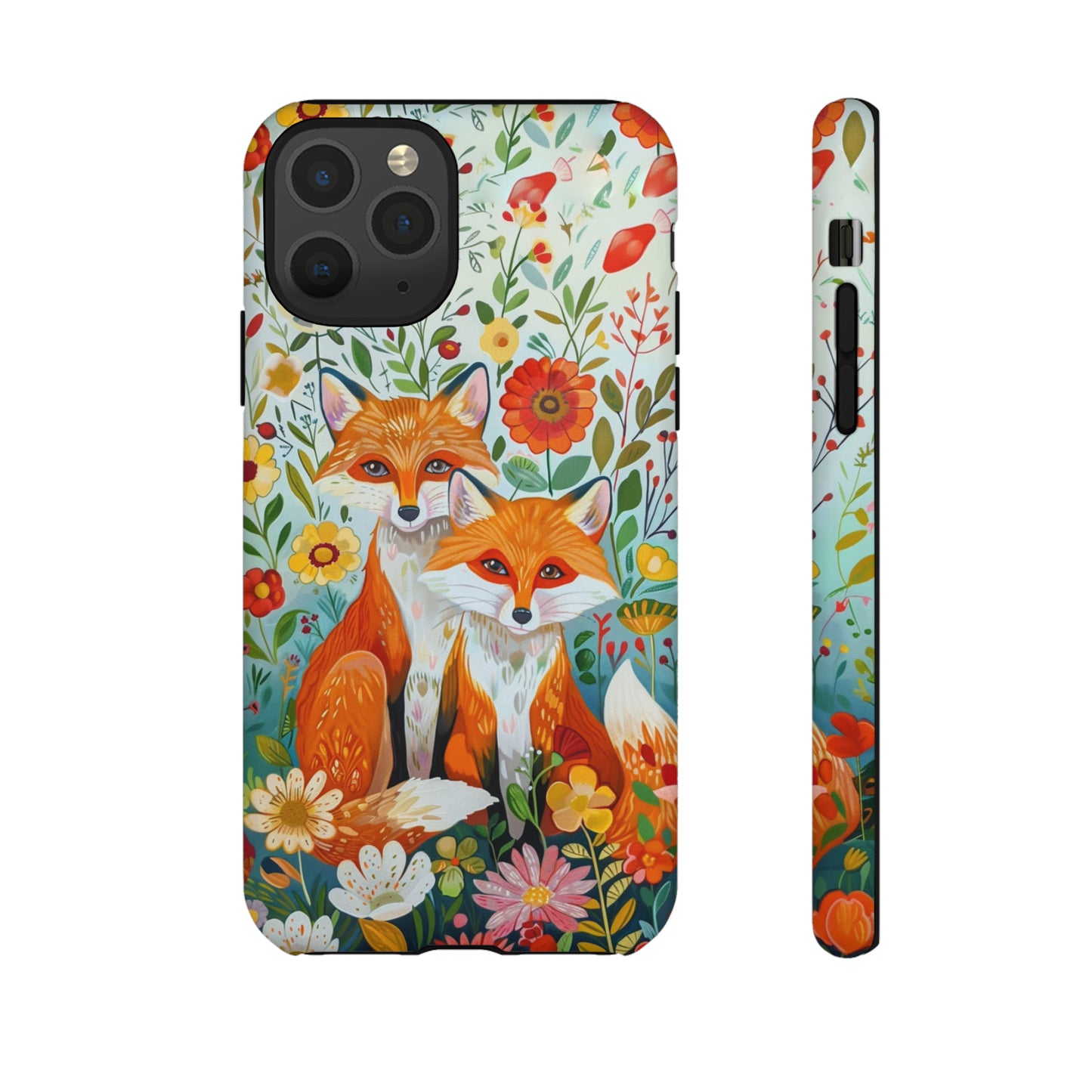 Foxes in the Floral Garden Phone Case