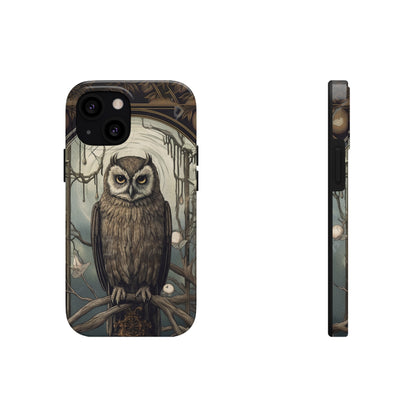 The Hermit Owl Tarot iPhone Tough Case | Embrace the Dark Academia Aesthetic and Retro Gothic Vibes with Captivating Tarot Design