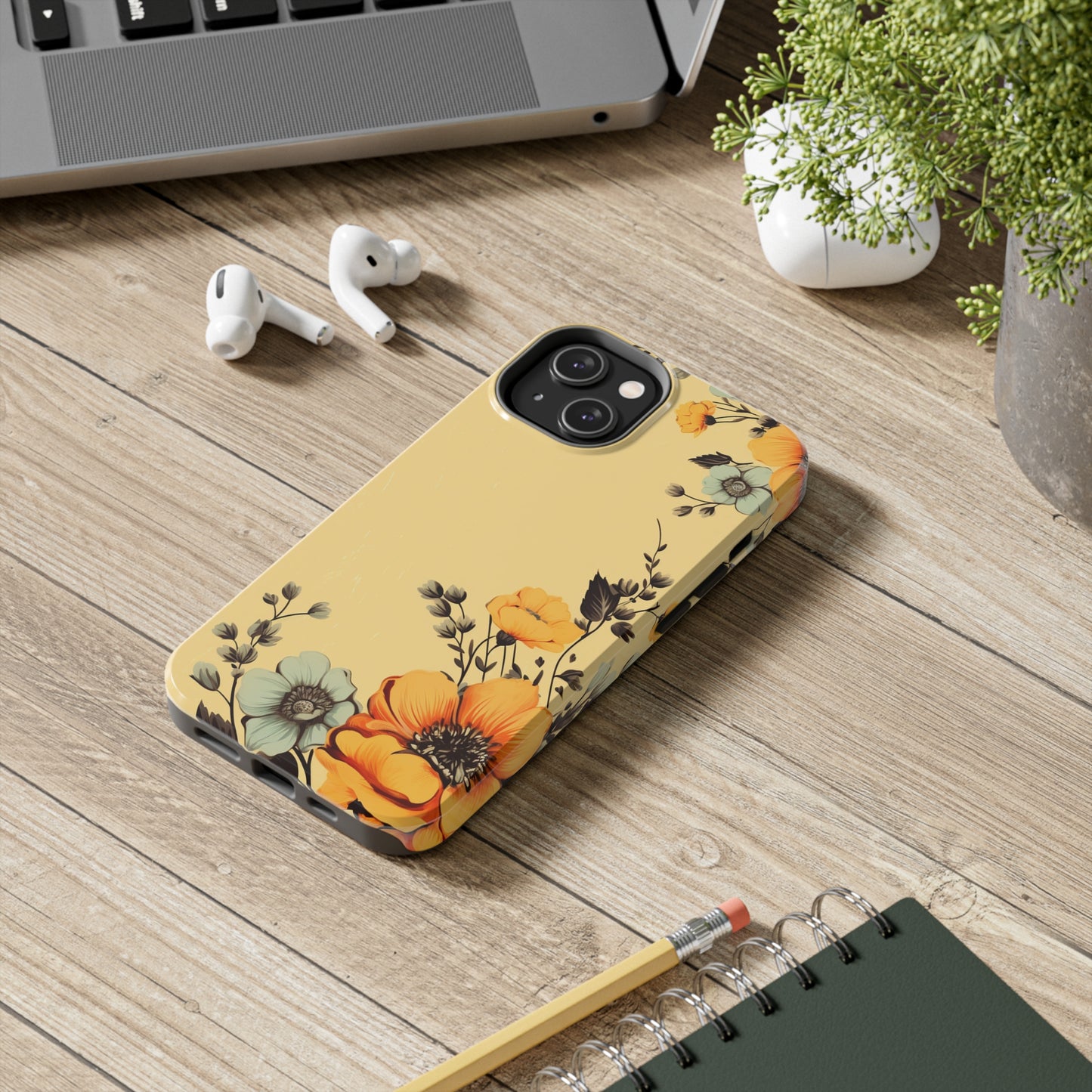 Glossy iPhone case with vintage floral motifs