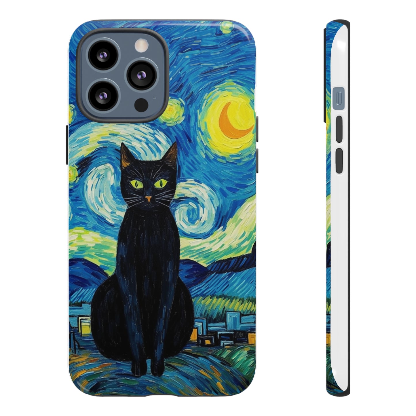 Starry Night Van Gogh Black Cat iPhone, Samsung Galaxy, Google Pixel  Case | Embrace Artistic Whimsy and Feline Charm