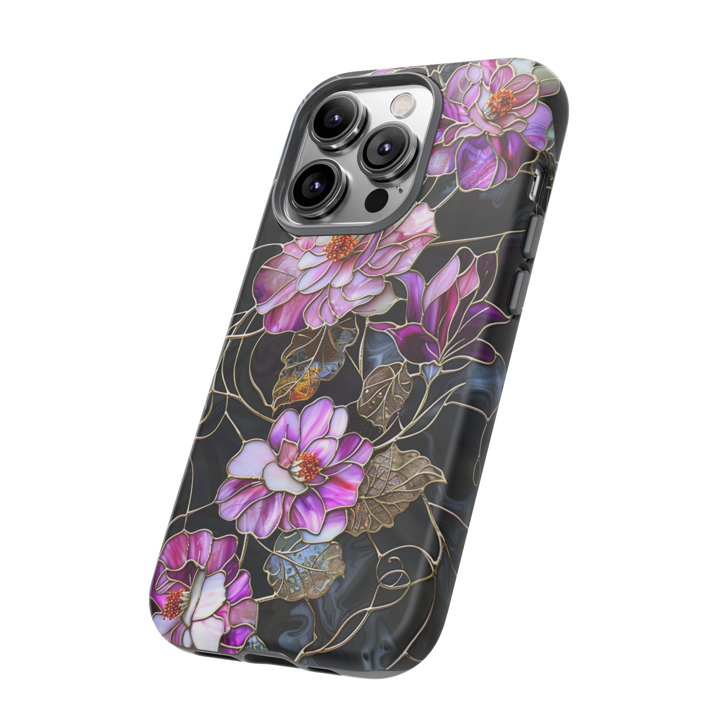 Magenta Color Floral Stained Glass Phone Case