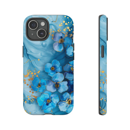 Forget Me Nots Gold Color Splash Floral Design Phone Case