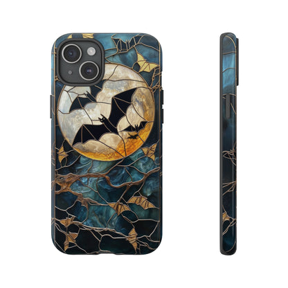 Halloween Phone Case Bats Stained Glass Style Spooky Moon Phone Cover