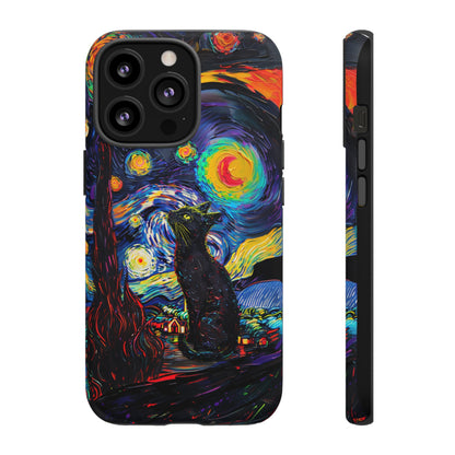 Starry Night Black Cat Van Gogh Painting Art Phone Case