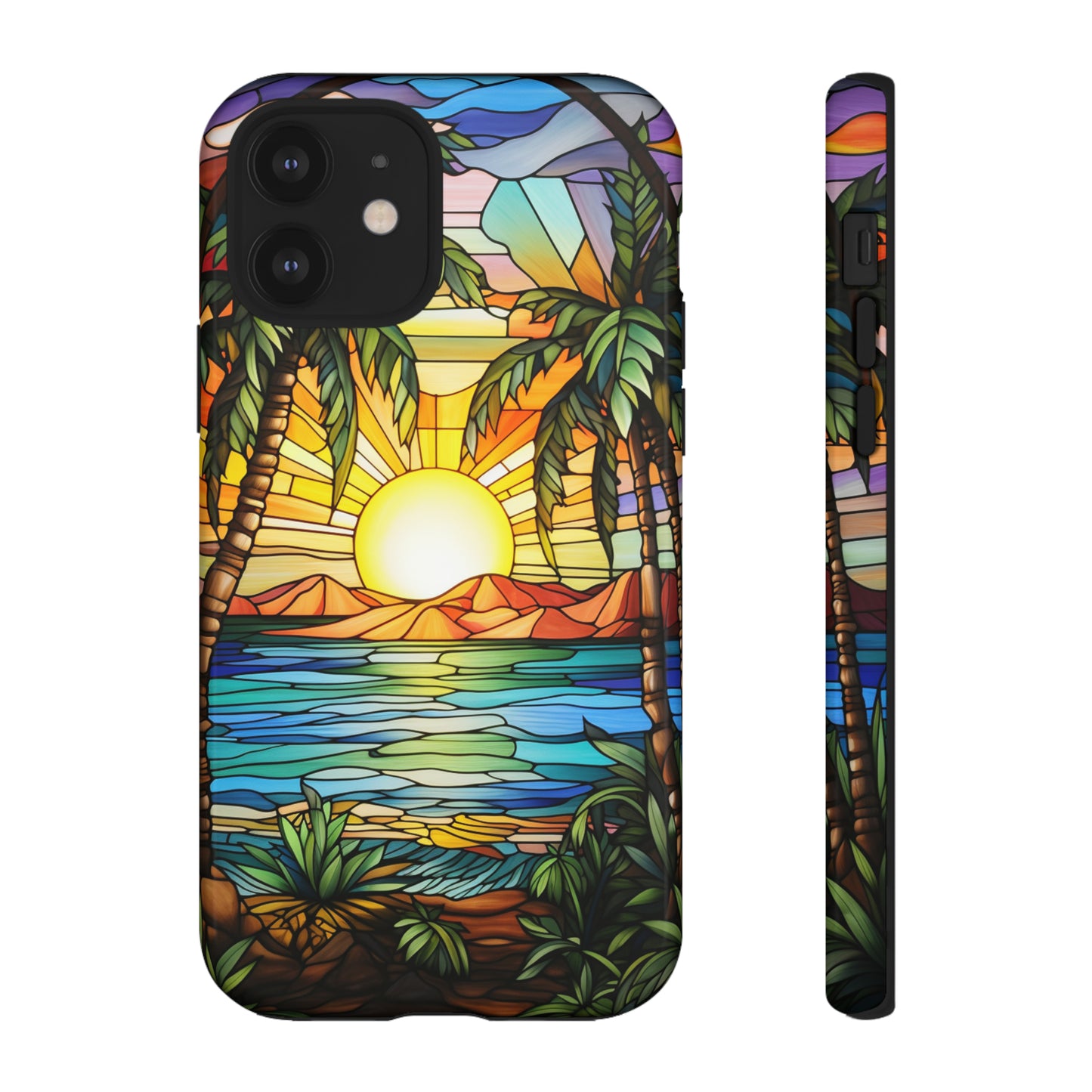 Tropical Stained Glass Sunset Beach