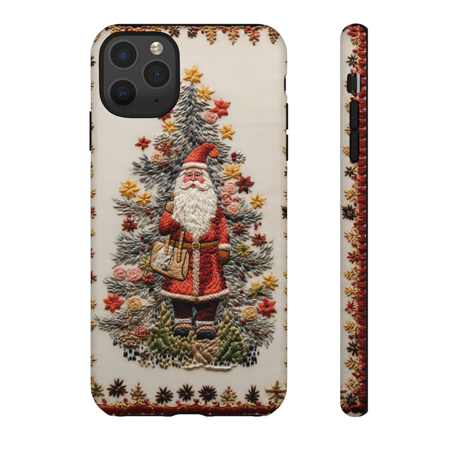 Vintage Embroidery Christmas Santa Phone Case