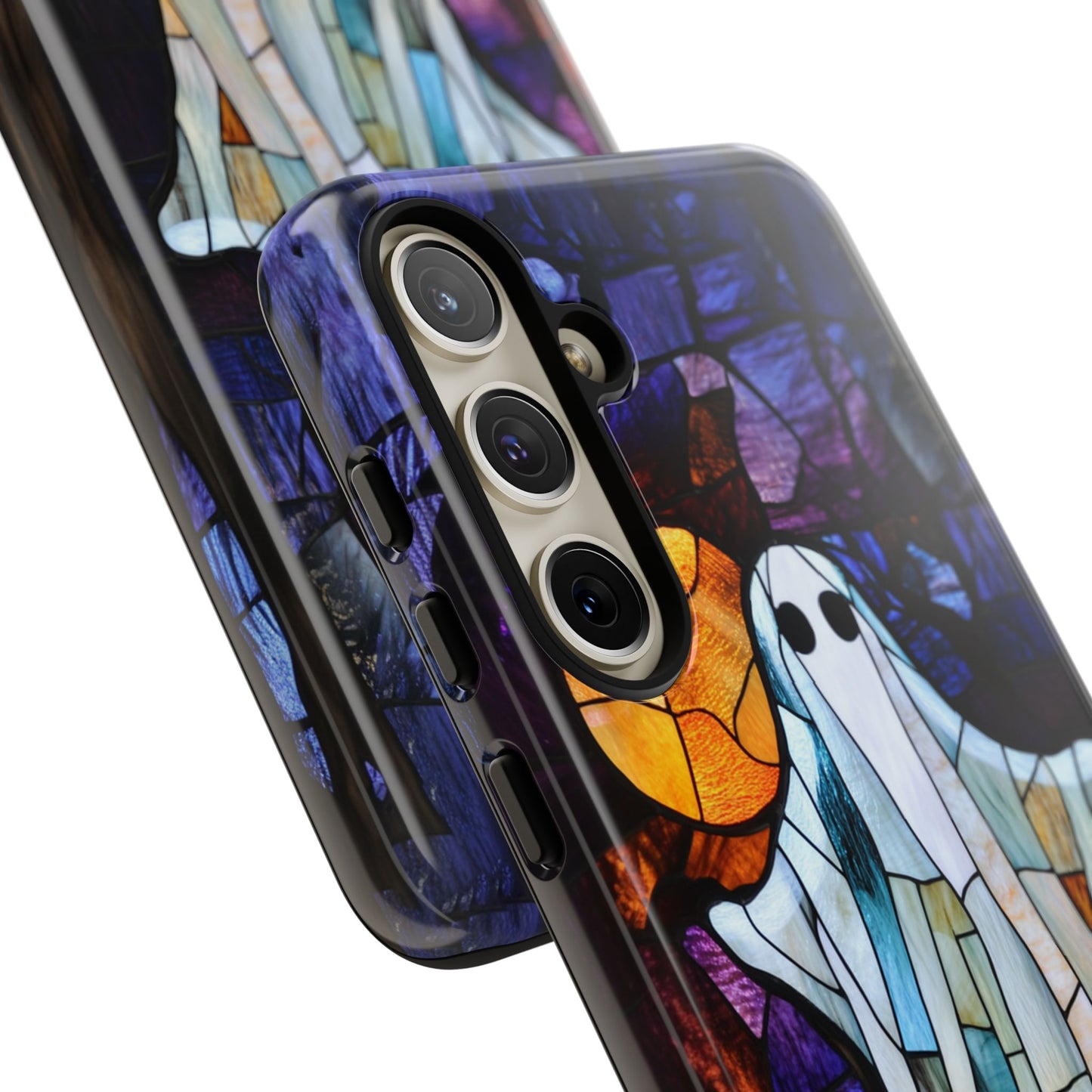 Stained Glass Halloween Ghost and Jack-o'-Lanterns Phone Cover