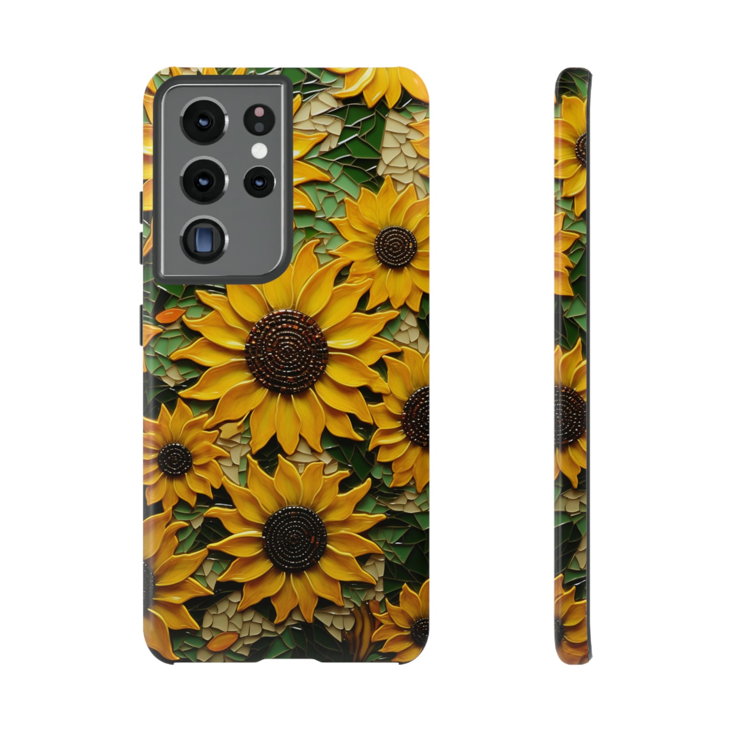 Sunflower Floral Color Explosion Mosaic Glass